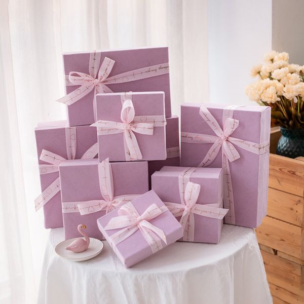 Valentine'S Day Gift Box Party Gift Packaging Paper Box With Bow Decoration, Top And Bottom Lid Gift Box