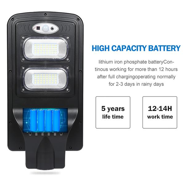 60W 1300LM 120PCS LED Solar Light ABS Material 250x65x650mm Outdoor