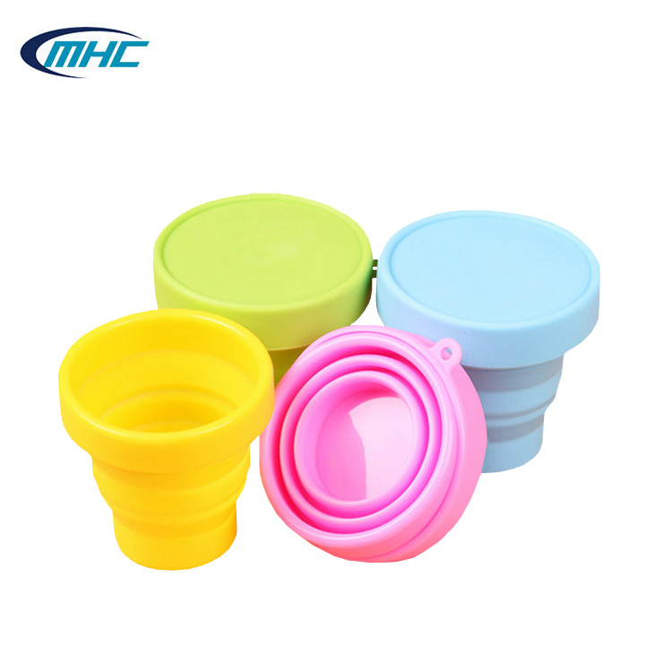 Custom Logo Food Grade Silicone Foldable Cup Wholesale Reusable Collapsible Travel Drinking Cup Portable Silicone Water Bottle