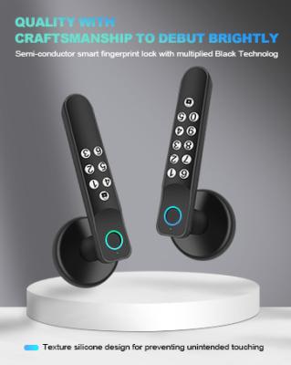 Botão de porta de impressão digital inteligente, fechaduras de porta sem chave com teclados, chave de backup, fechadura de porta inteligente no aplicativo Tuya