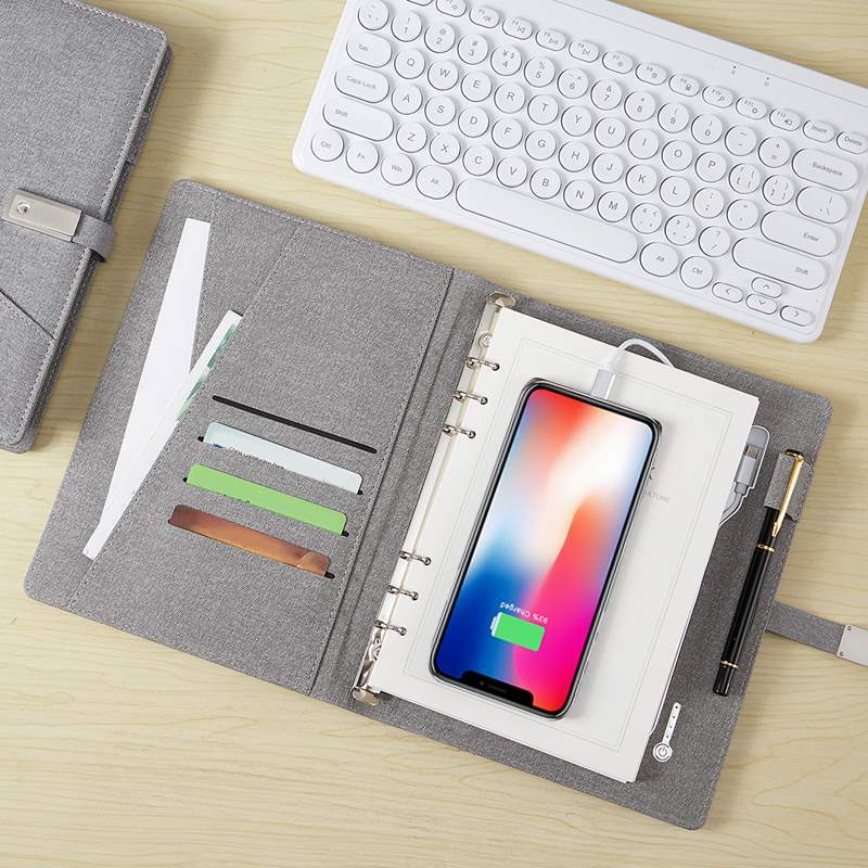 Premium USB Power Bank Notebook Loose Leaf Binder Business Gift Customizable