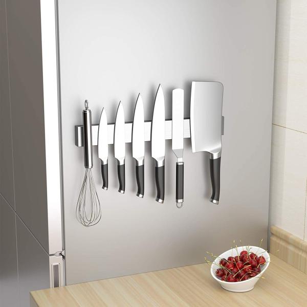 Faixa de faca magnética de aço inoxidável de 16 polegadas para armazenamento de cozinha limpo e prático