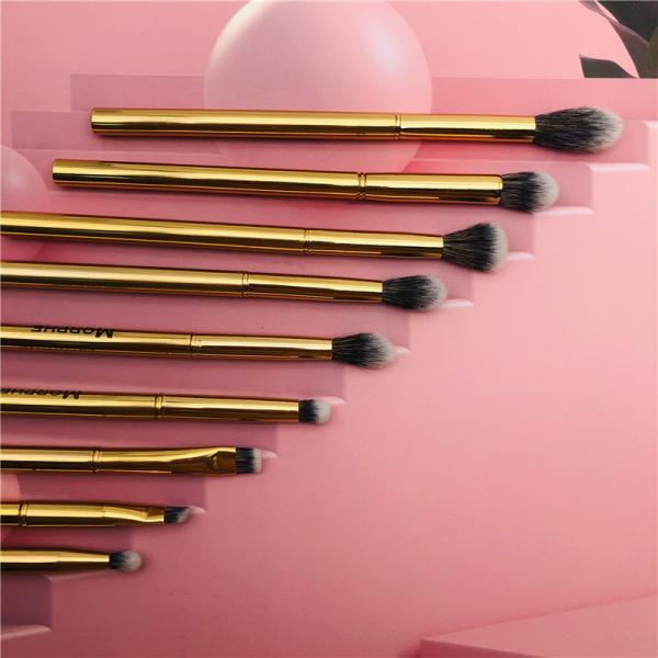 Soft Bristles Synthetic Fiber Makeup Brushes Set Gold Metal Handle Ferrule