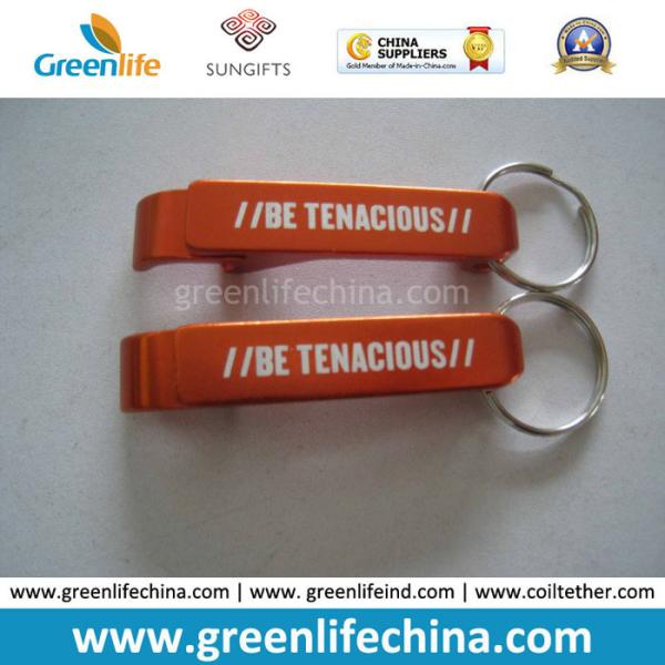 Top Quality Silver Plating Surface Promotional Bottle Opener w/Black Logo Printing
