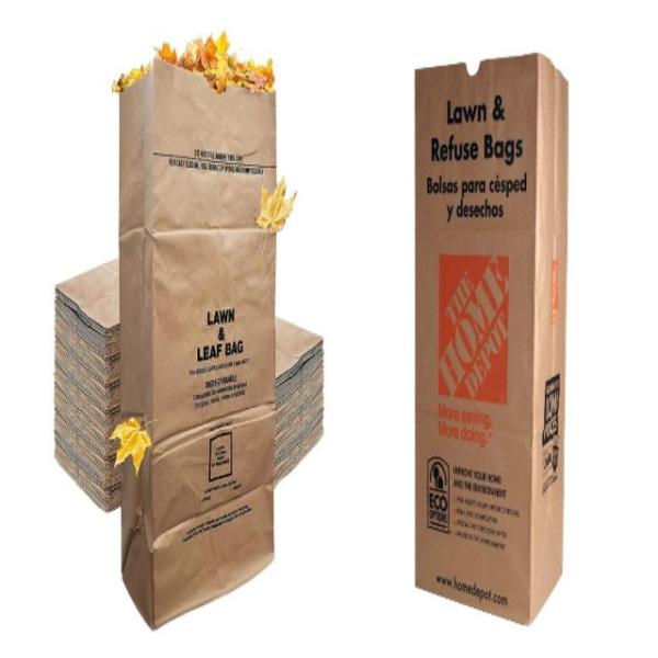 White Or Brown Lawn Paper Bags Custom Logo For Courtyard Garbage