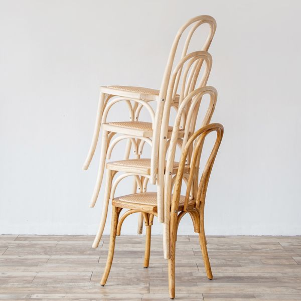 Strong Solid Wood Dining Chairs Stackable Bentwood Chairs for Restaurant Rattan Coffee Chairs Retro