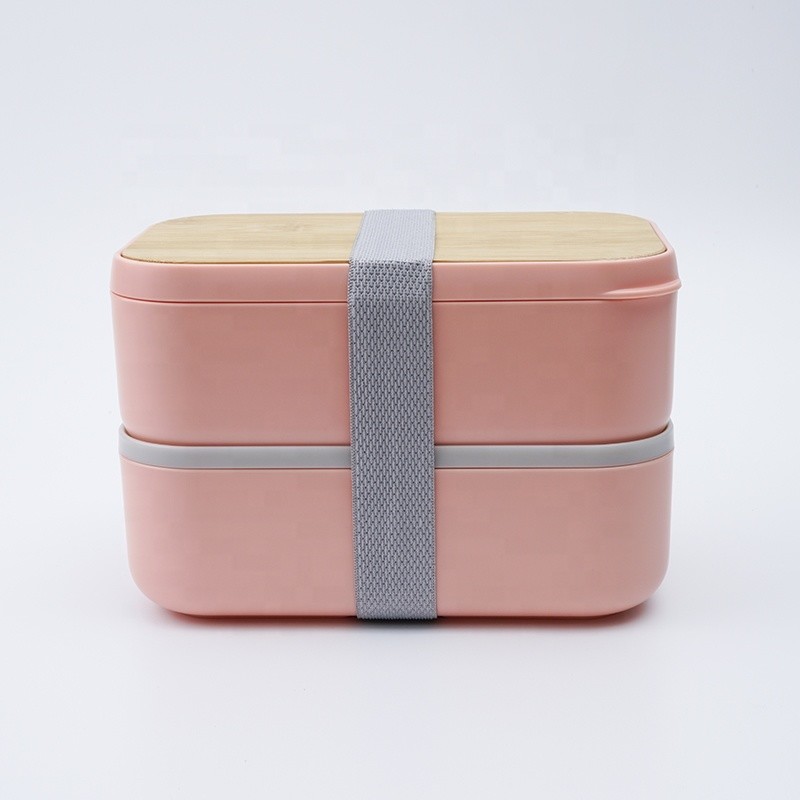 PORTABLE 195*122*131 mm Leak-proof 2-Layer BPA Free Bamboo Lid Lunchbox for Adults