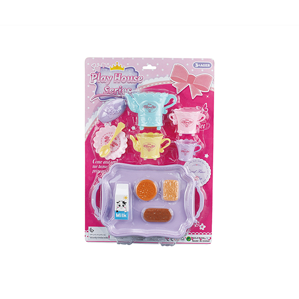 15 Pcs Plastic Cookies Tea Set Children's Play Toys W / Spoons Cups Big Plate
