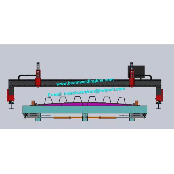 H beam welding line for steel bridge , Steel construction bridge rib assembling and welding machine