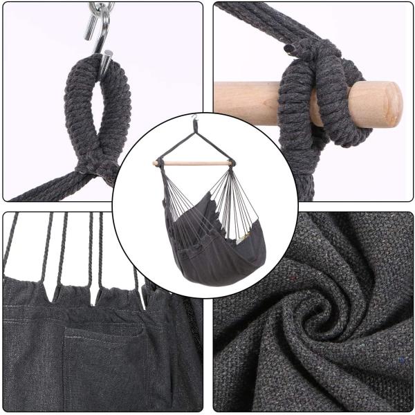 Висячий стул Садовый гамак на открытом воздухе Кемпинг с деревянным гамаком Стул Бохо гамак