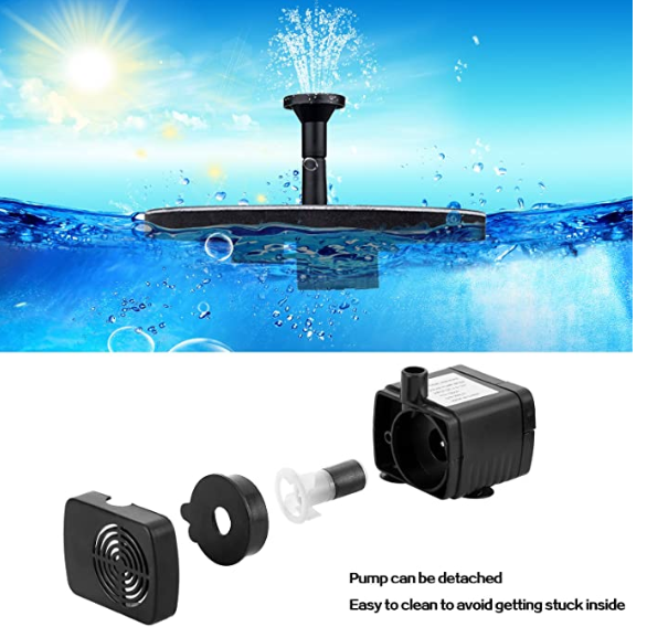 Free Standing 7V 1.5W Solar Birdbath Water Fountain