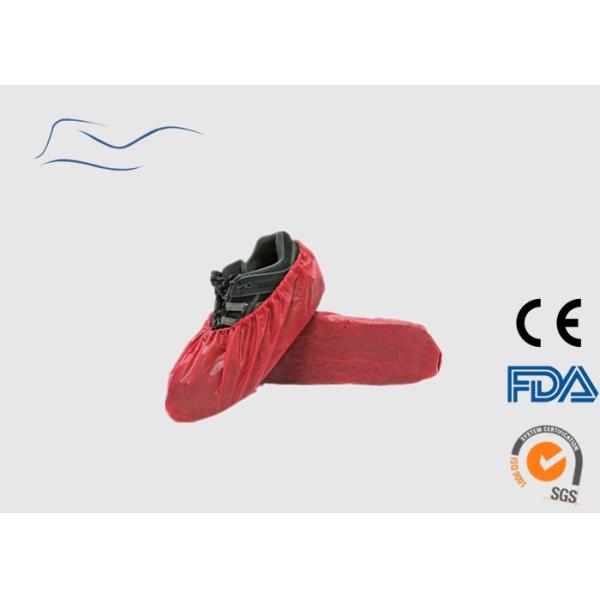 Red Color Disposable Waterproof Shoe Covers ISO Certification 16 * 41CM