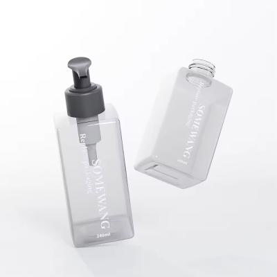 Transparent PET Pump Bottle Square Empty Shampoo Containers Luxury