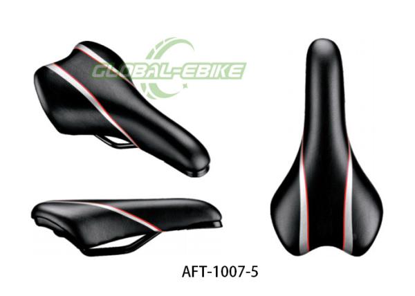 Black Red Leather Bike Saddle Ergonomic Comfort Design for Shock Absorption