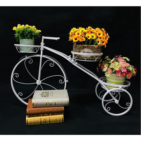 Anti Abrasion Outdoor Antique Bicycle Metal Flower Stand