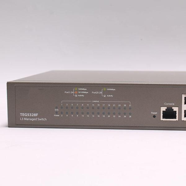TEG5328F 24 Ports L3 Commutateur géré avec fonction QoS personnalisable et 10*10/100/1000 Ethernet 4*1000 SFP Gigabit Switch