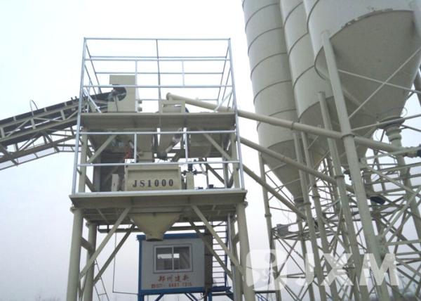 Professional 60m3  Twin Shaft Mixer Batching Plant Belt Type Conveyor