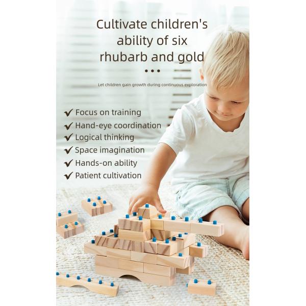 Natural Wooden Children's Early Education Creative Construction Building Bricks Block Puzzle Toys Kids Diy Assembly Set