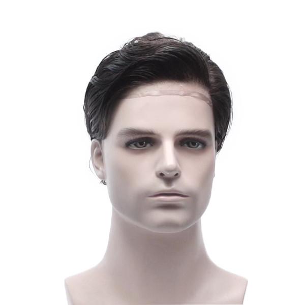 Natural Black PU Coated Stock Hair System 9x11 Light Density Mens Hair System