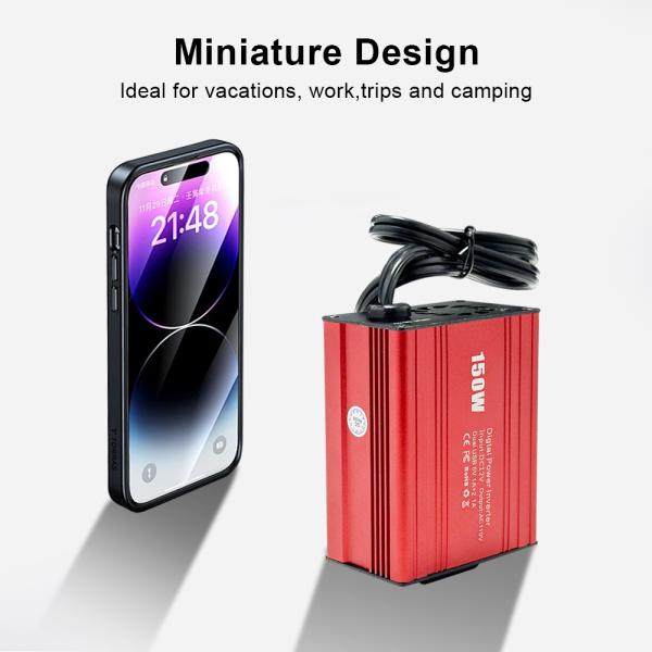 RED 150W Portable Car Inverter Dual USB Power Converter 12V DC to AC 110V 220V Modified Sine Wave USB output 5V 2.1A