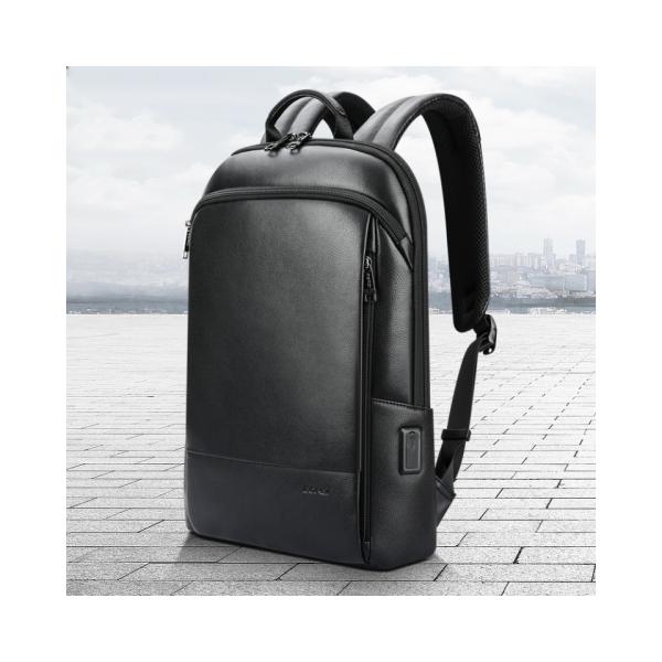 Customize Men's Large Capacity Leather Laptop Backpack with Anti-theft USB Charging Port