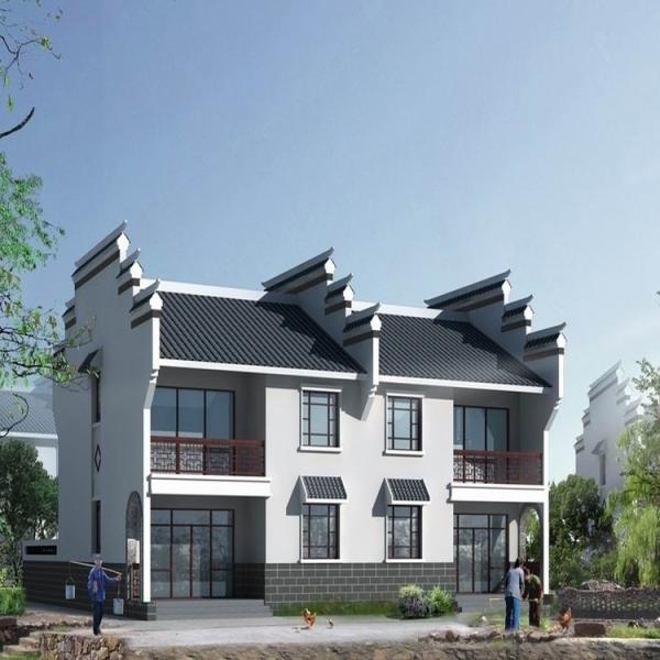 Mordern 4 Bed Double Story Prefab Homes Fast Bult Light Steel Structure