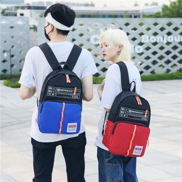 summer new Korean style letter printed backpack casual fashion contrast men's and women's outdoor backpacks