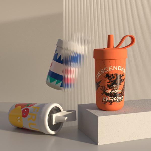 375ml Stainless Steel Double Wall Vacuum Insulated Tumblers With Straw