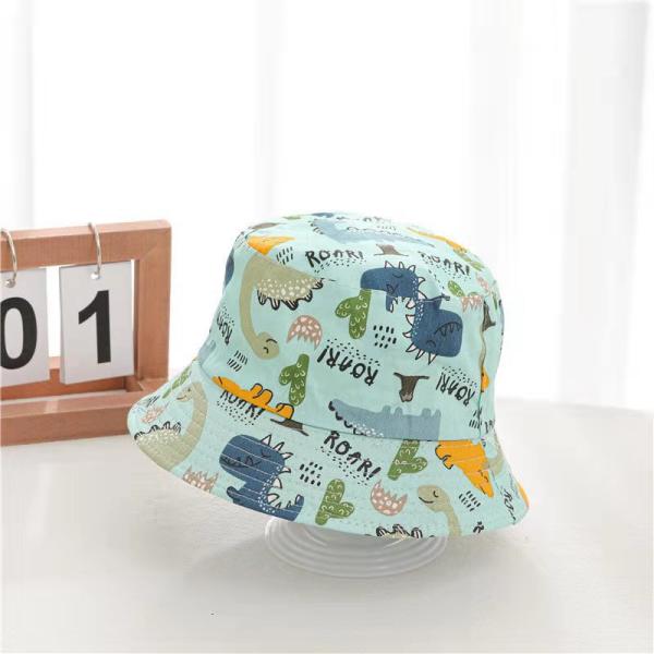 2022 Summer Plain Dyed Panama Children Cotton Cartoon Bucket Hat for Boys and Girls