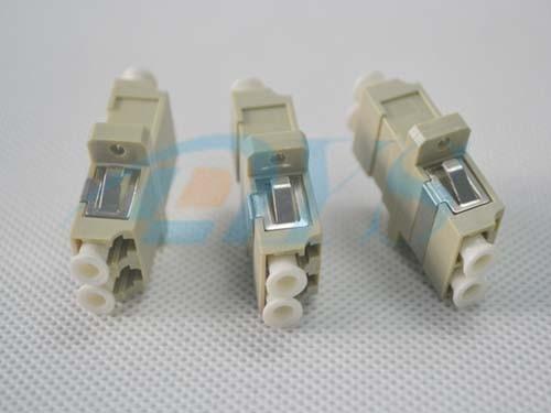 Beige Multimode Duplex LC Fiber Optic Adapter