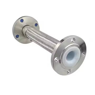 Strong Acid And Alkali Resistant PTFE Lined Metal Braided Hose  Flexible Stainless Steel Flange