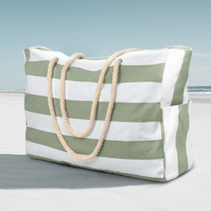 Cotton bag, Canvas bag, tote bags, Outdoor Blue And White Striped Storage Bag Absorbent Quick-Drying Portable Beach Bag Enlarged Travel Bag