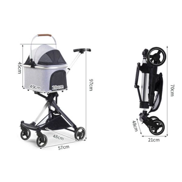 Wholesale  Durable  Pet Stroller Foldable Lightweight 4-Wheel Safe Detachable OEM Dog Cat Travel Stroller