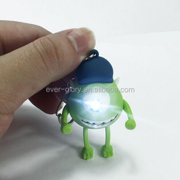 brinquedo de vinil personalizado fazer 3D LED Cartoon Keychain Acessórios Chave de plástico para sacos