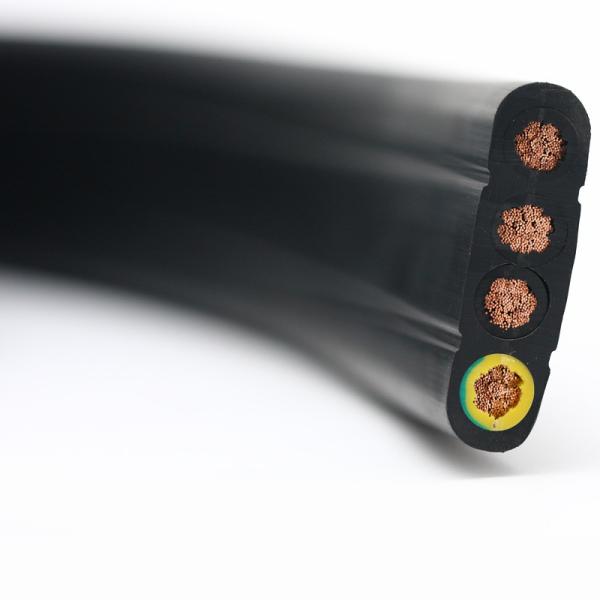 Flat Flexible Traveling Cable for Crane or Conveyor Black Jacket with color seperated core
