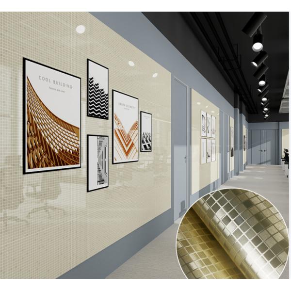 Oil Proof Silver Geometric Wallpaper PVC Metallic Mosaic Wallpaper