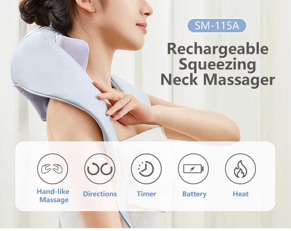 Electric Neck Acupoint Lymphatic Massager for Neck Back Body Massager With Heating
