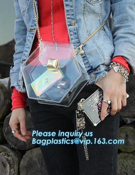 handbags pvc shoulder bag for ladies zipper waterproof pvc bag, transparent PVC shoulder bags, fashion laser handbag PVC