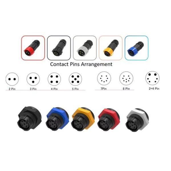 M16 7 Pin Male Female Waterproof Connectors  Industrial Plastic Circular Data Connector