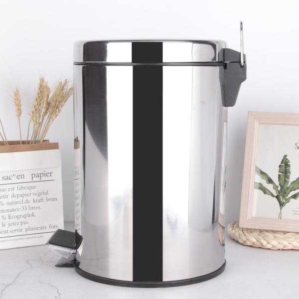 Household Kitchen Indoor Living Room Round Storage Bucket with Lid Stainless Steel Pedal Bucket