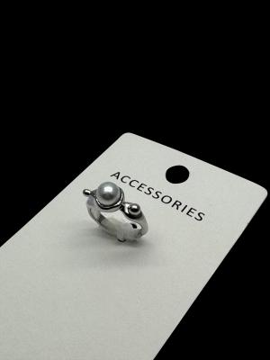 Fancy Ladies Ring Silver White Freshwater Pearl Adjustable Stackable