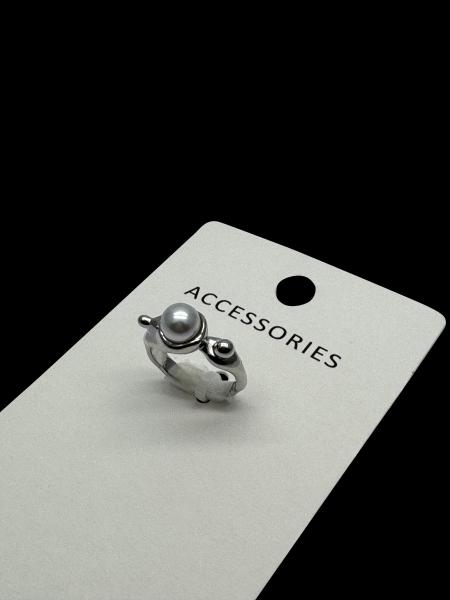 Fancy Ladies Ring Silver White Freshwater Pearl Adjustable Stackable