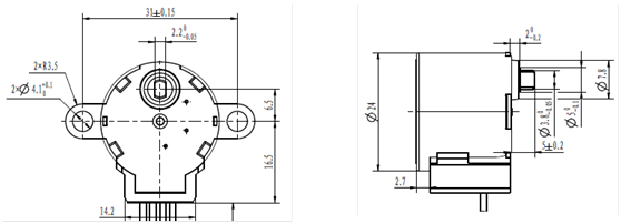 12v Dc 24byj48 Stepper Motor Datasheet 1/64 2 Phase 4 Wire 11.25 Degree