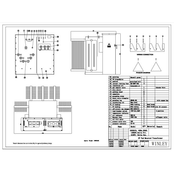 3 Phase Pad Mounted Transformer ANSI IEEE Standard Three Phase 5000Kva 13800V To 4160V