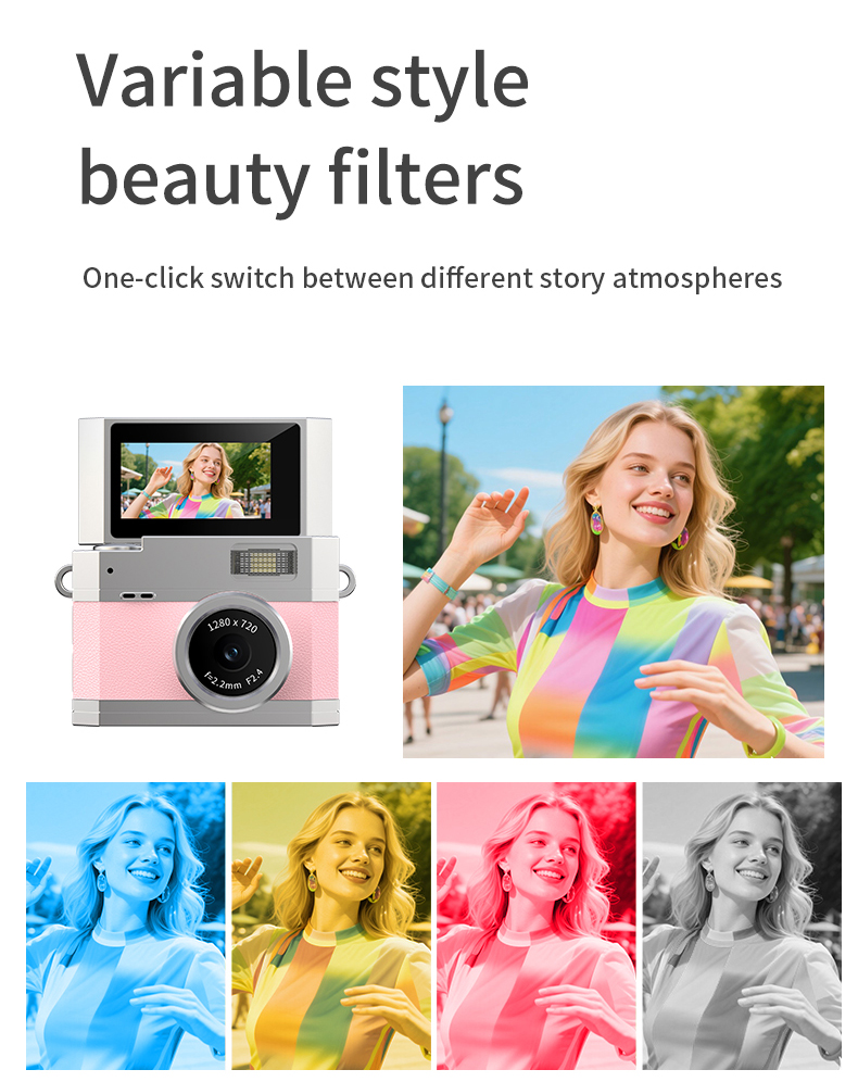 DLC 1080P HD Neck-Wearable Mini Camera - Flip Rotatable Lens, Flash & Filters & Selfie, Portable Fashion Accessory Camera