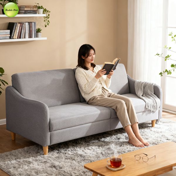 Minimalist Linen Fabric Three-Seater Living Room Sofa Convertible Sleeping Bed Saving-Space Foldable Sofa Bed For Small Apartment