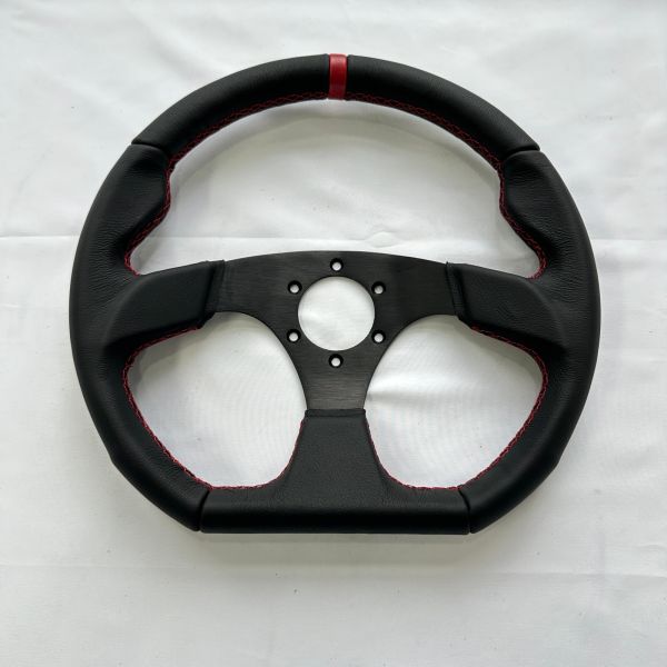 Universal 320mm D Shaped Flat Rally Car Steering Wheel Black Leather For Drifting Vehicles