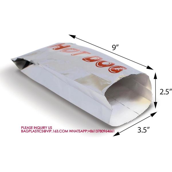 Foil Hot Dog Wrapper, Insulated Grease Resistant Hot Bag Sleeves, Foil Paper Hot Dog Bag