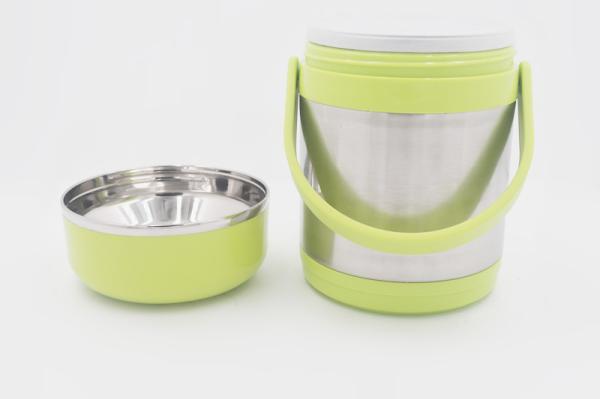 1.5L Hot sale plastic insulated thermos stailess steel easy takeaway food container with big handle