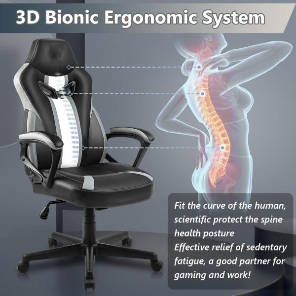 Modern Ergonomic Racing Style Swivel Gaming Chair with Adjustable Lumbar Support
